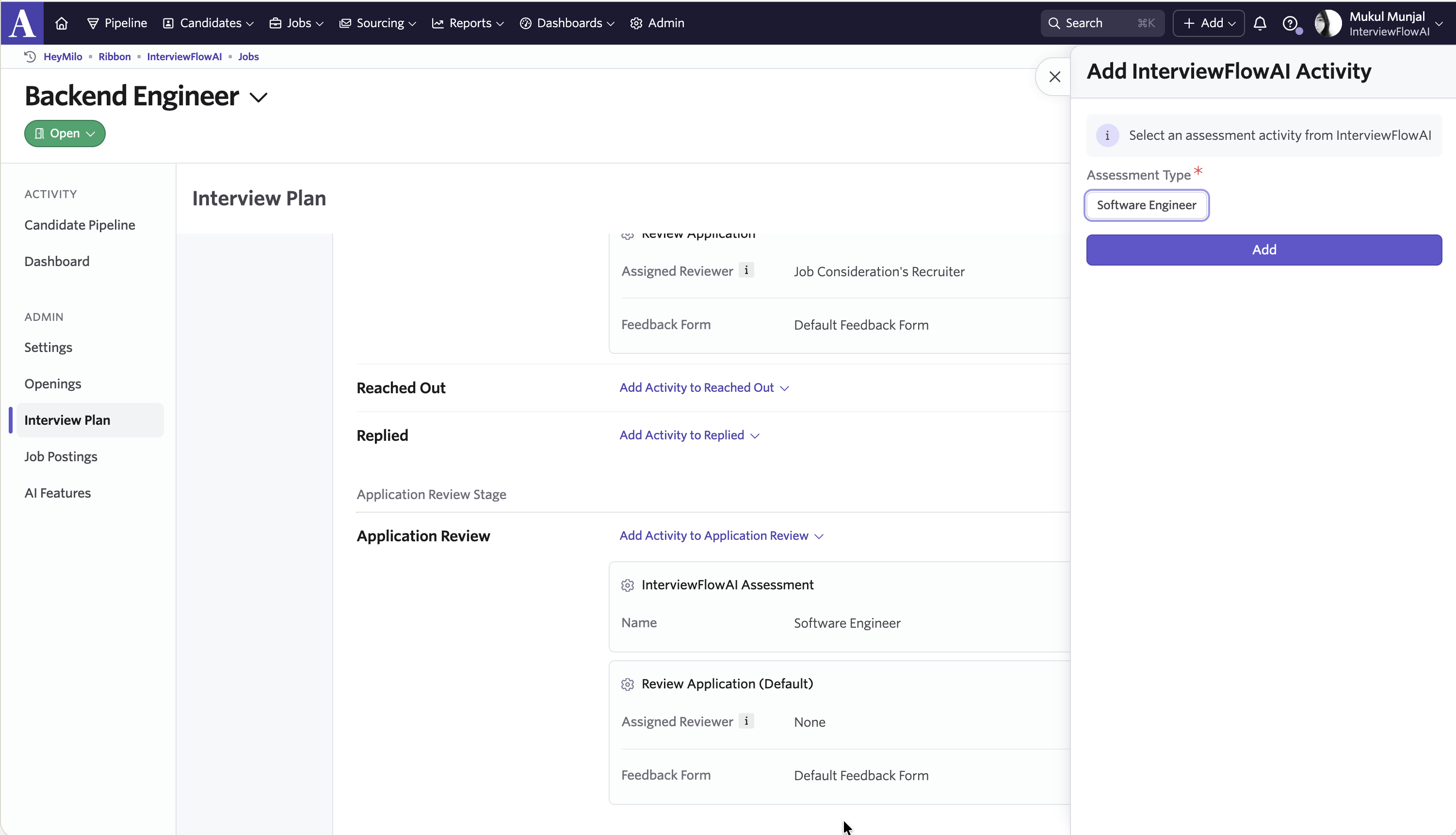 Ashby assessment selection for InterviewFlowAI